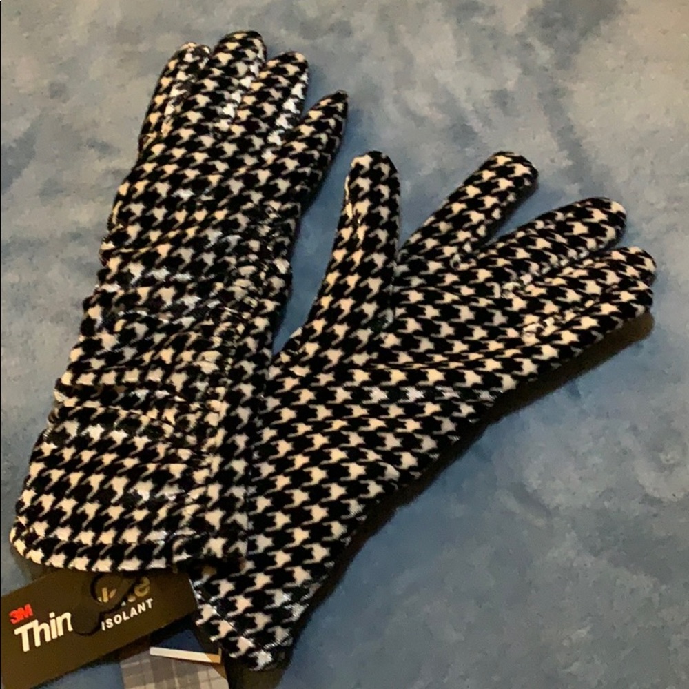 Velvet Ruched Houndstooth Gloves